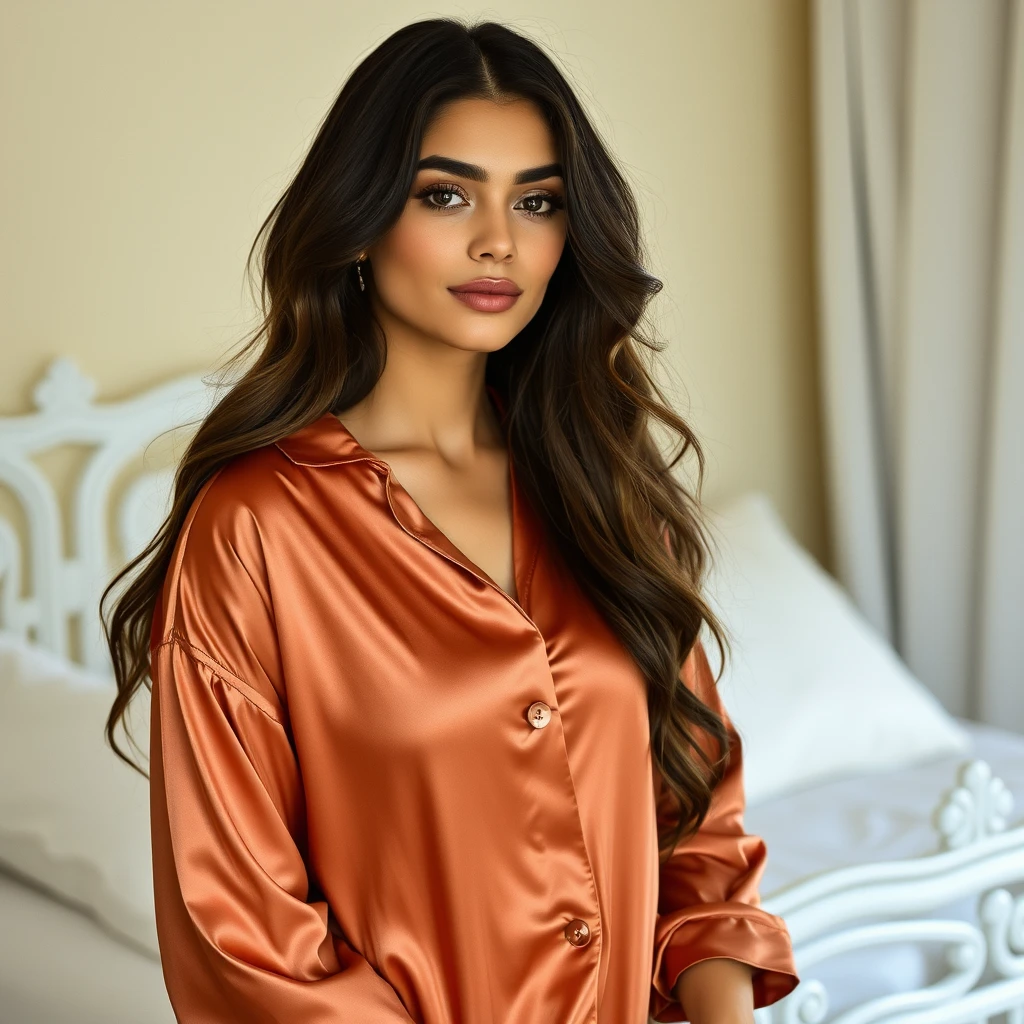 woman in silk nightshirt