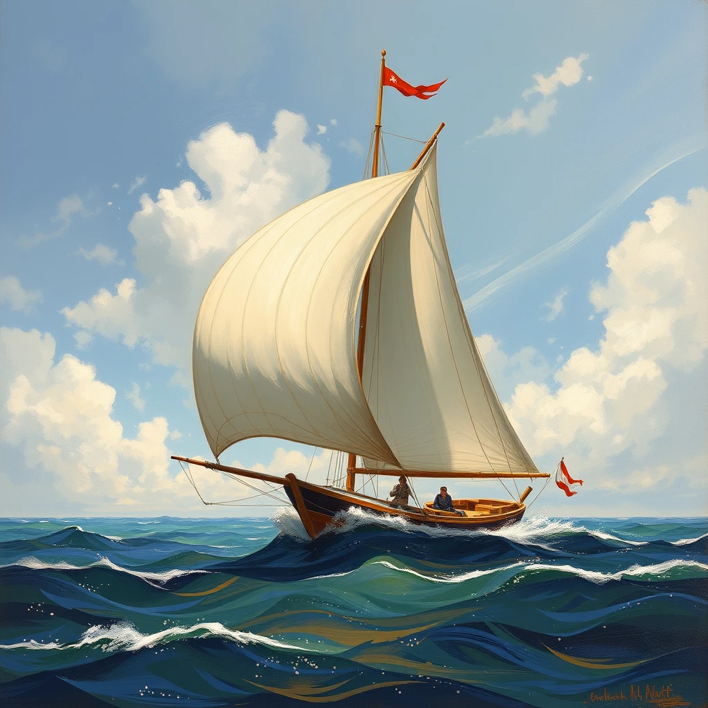 sail with the wind, olk art paintings