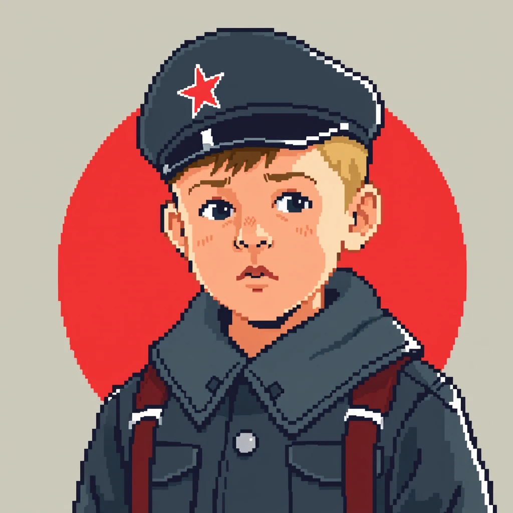 Soviet schoolboy in pixel art style