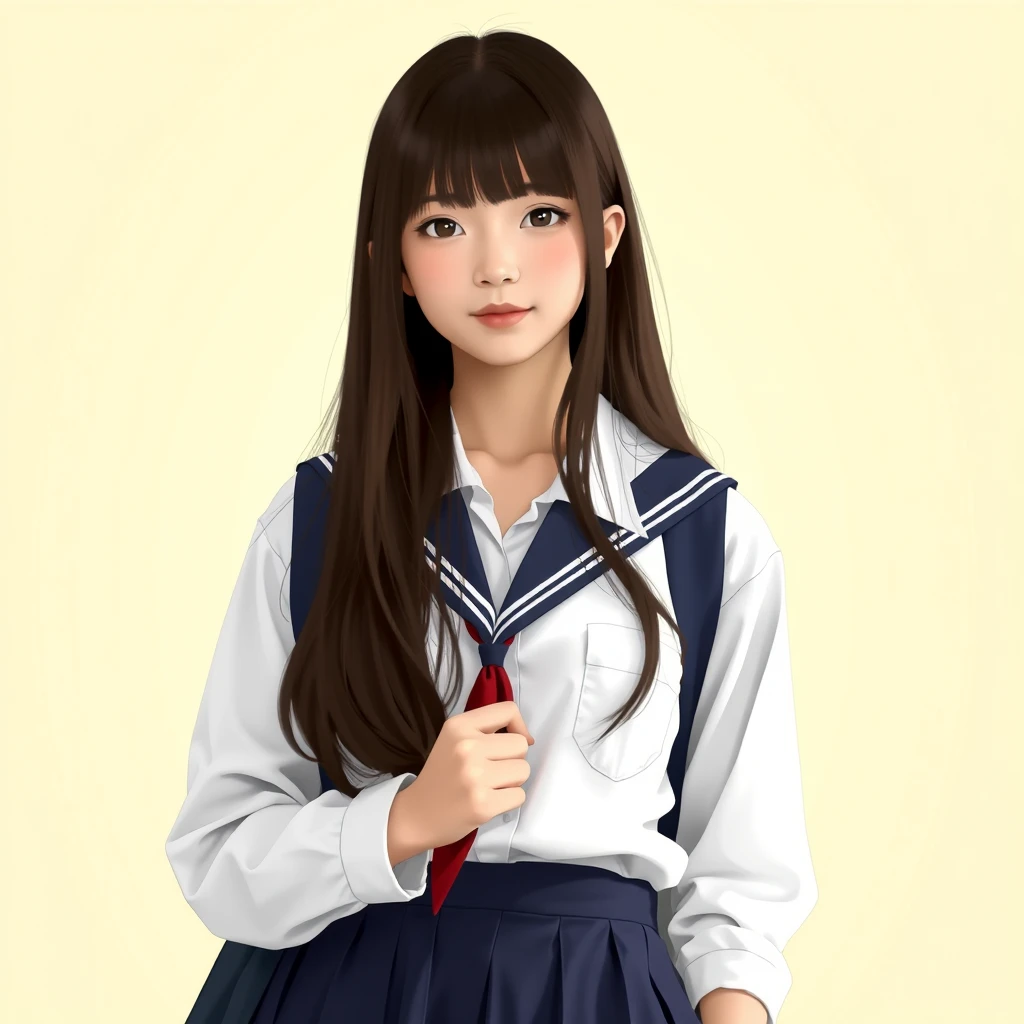 JK uniform , student , long hair , real person - Image