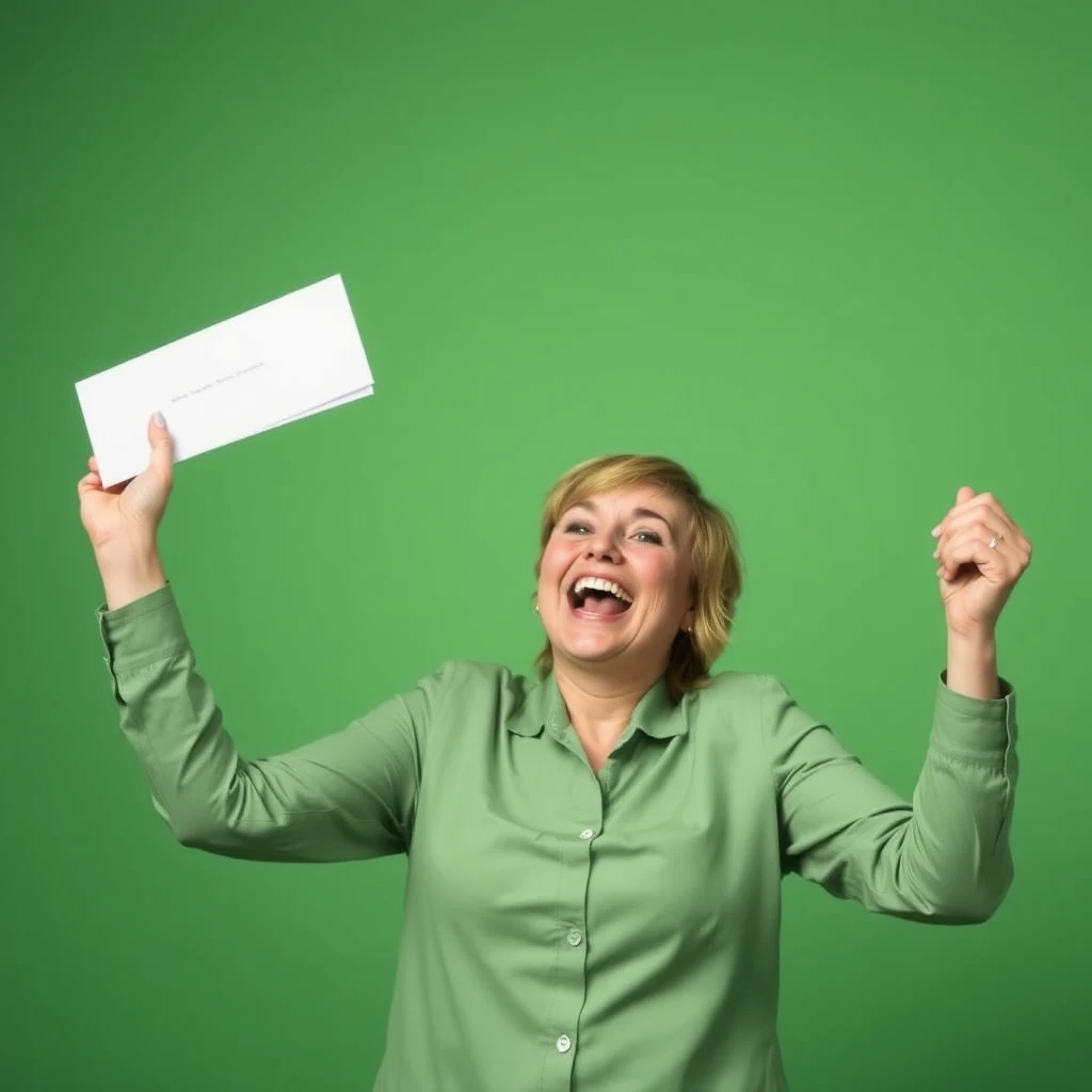 AARP tax aide counselor celebrating huge tax refund - Image