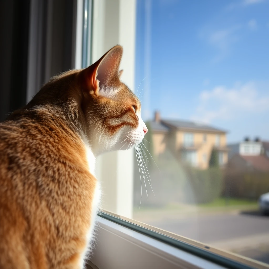 A cat gazing out of the window.