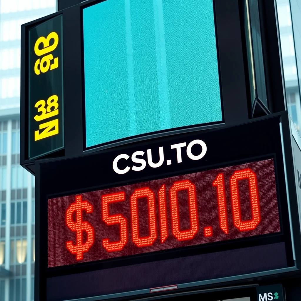 $CSU.TO flashes on a stock ticker on Wall Street price $5000.