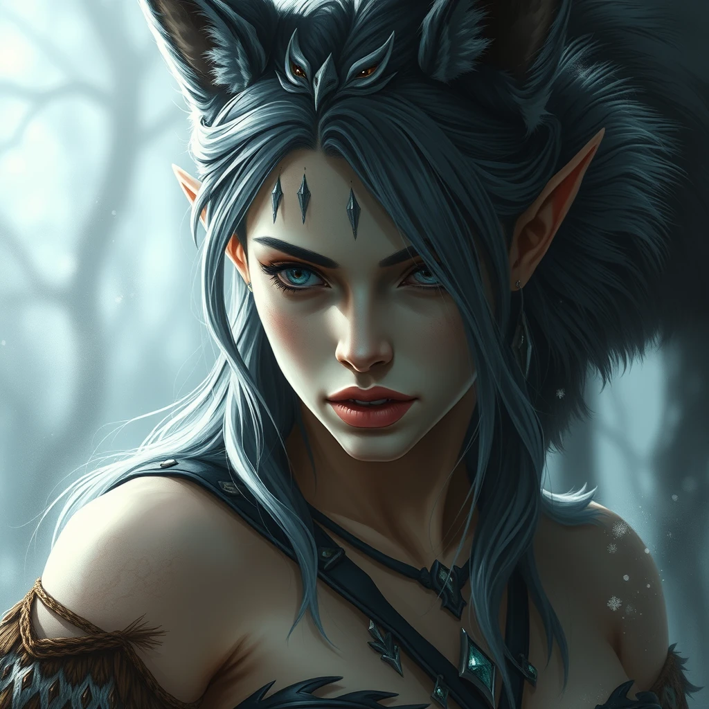 a female elf turning into a werewolf - Image