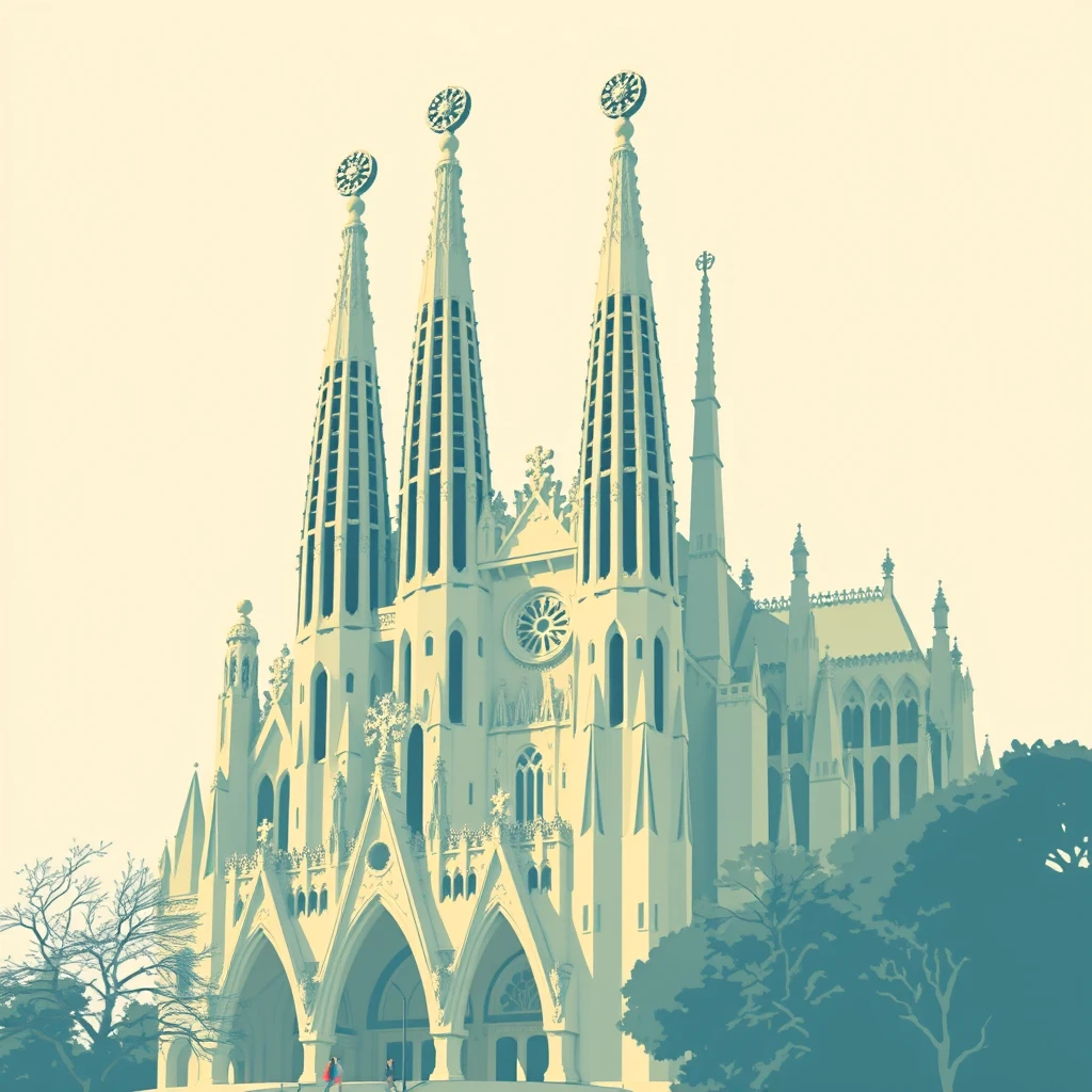 Sagrada Familia, estilo cartel