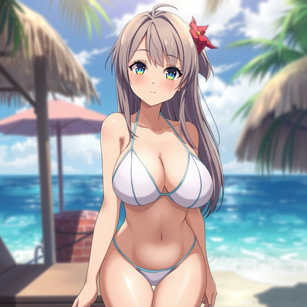 Anime girl with big breasts wearing a bikini - Image