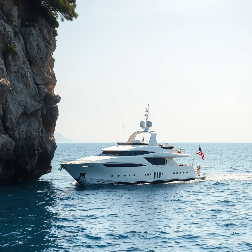 Modest yacht arriving on the Italian coast. - Image