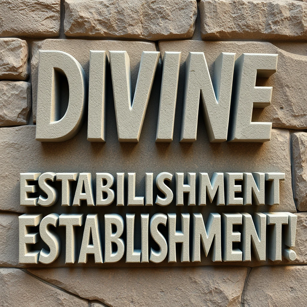 A bold 3d stone text with the words DIVINE ESTABLISHMENT!