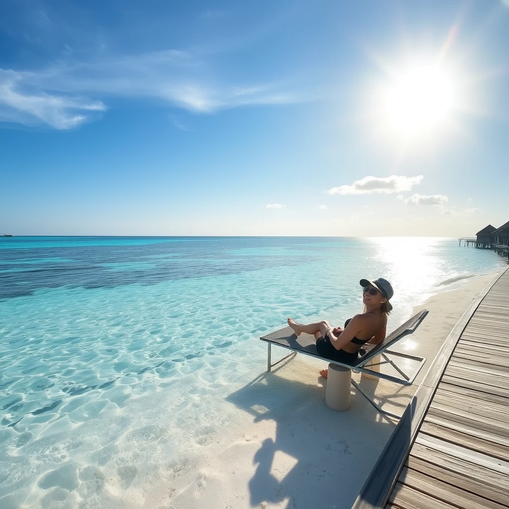 "Relaxing in the sun by the beach in the Maldives." - Image