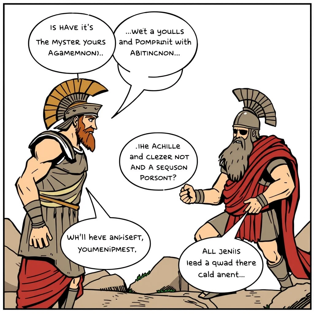 Comic: Achilles argues with Agamemnon