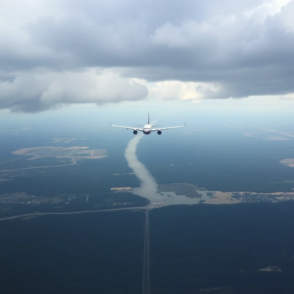 Grapevine trailing behind airplane