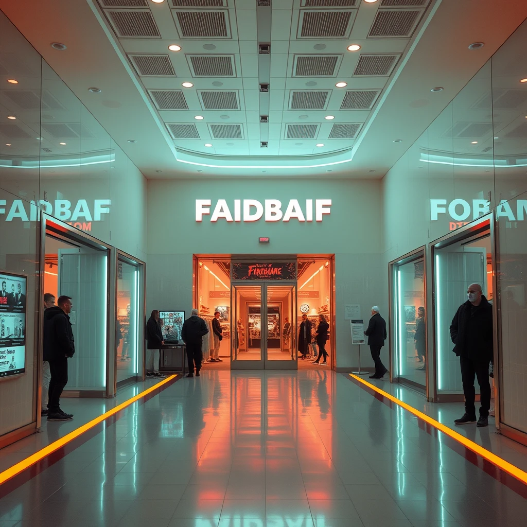 wear flagship store, inter room, bright surrounding, nobody, cyberpunk - Image