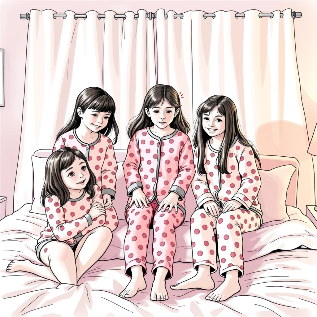 Girls at a sleepover have a contest to see who has the skimpiest pajamas. - Image