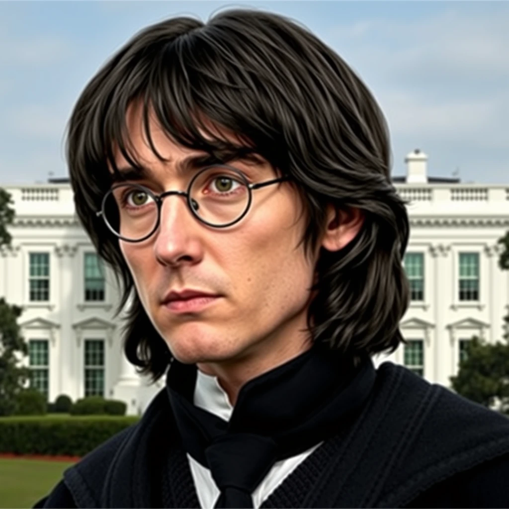 "Photo realistic: Severus Snape in front of the White House." - Image