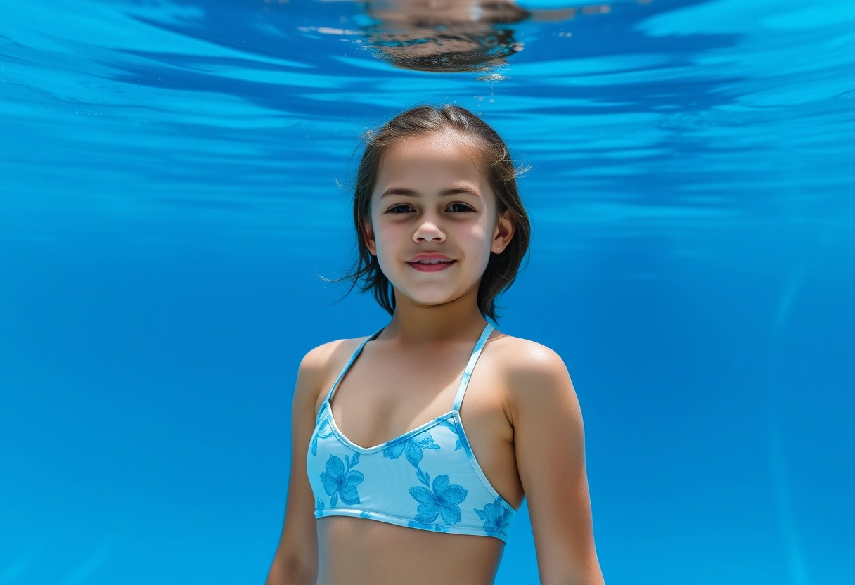 young female girl wearing swimsuit