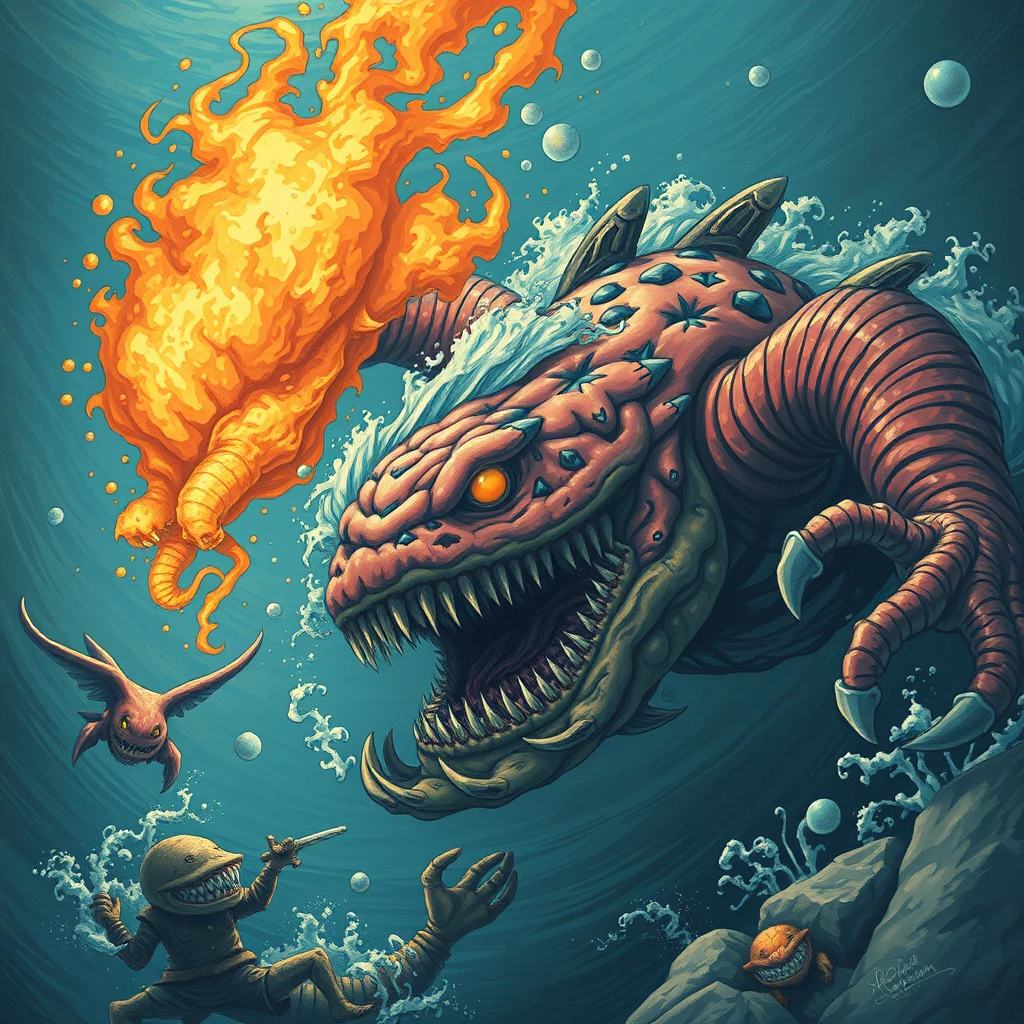 "Ocean Deep Sea Monster Programmer Underwater Battle"