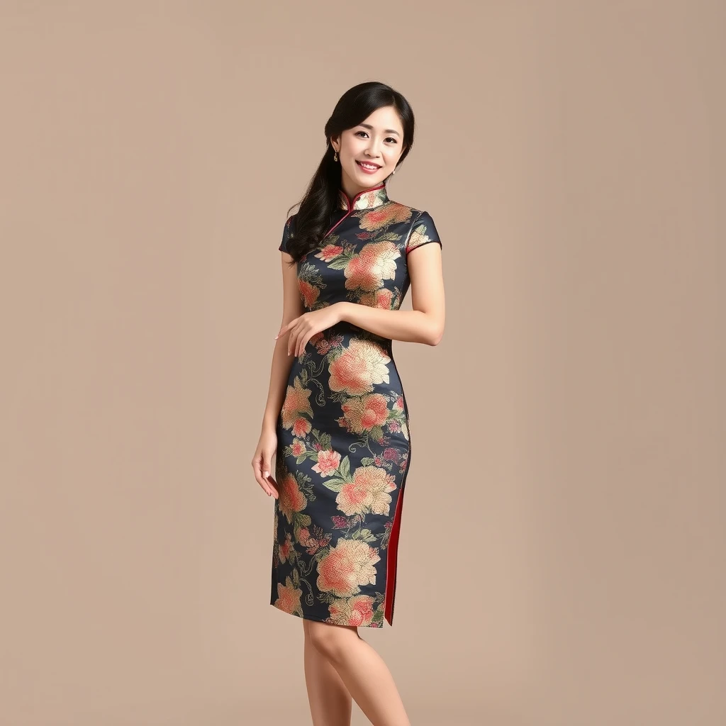 Asian face, good figure, cheongsam, high heels - Image