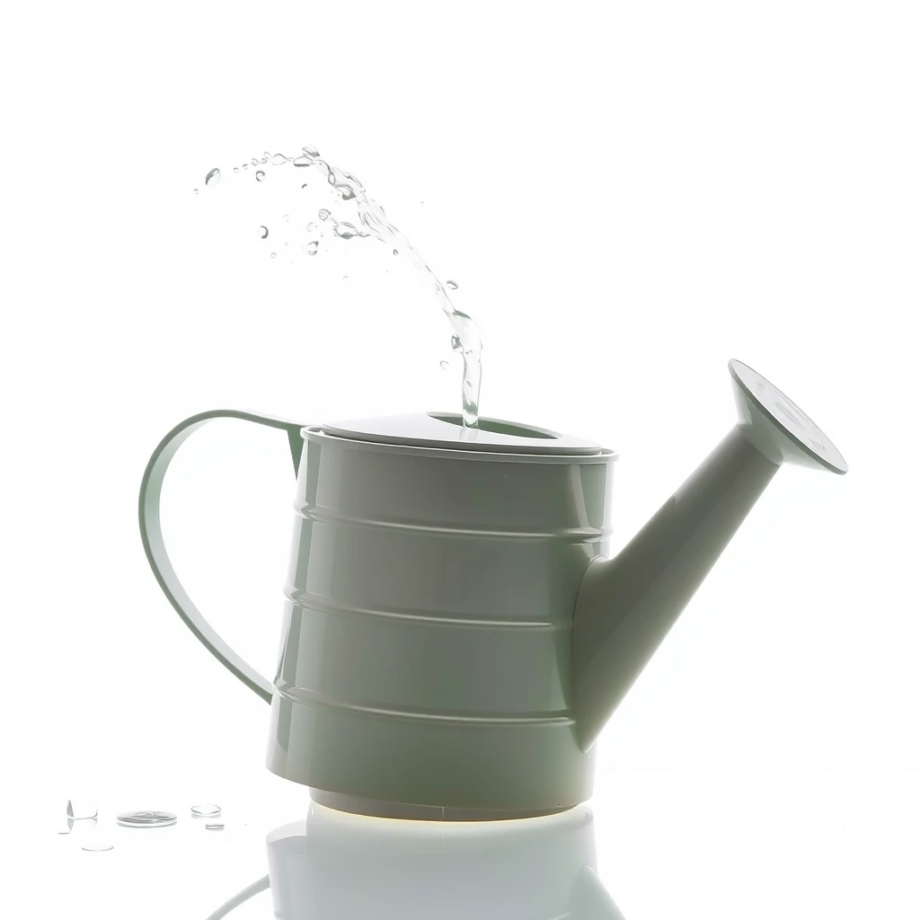 Transparent background, white watering can. - Image