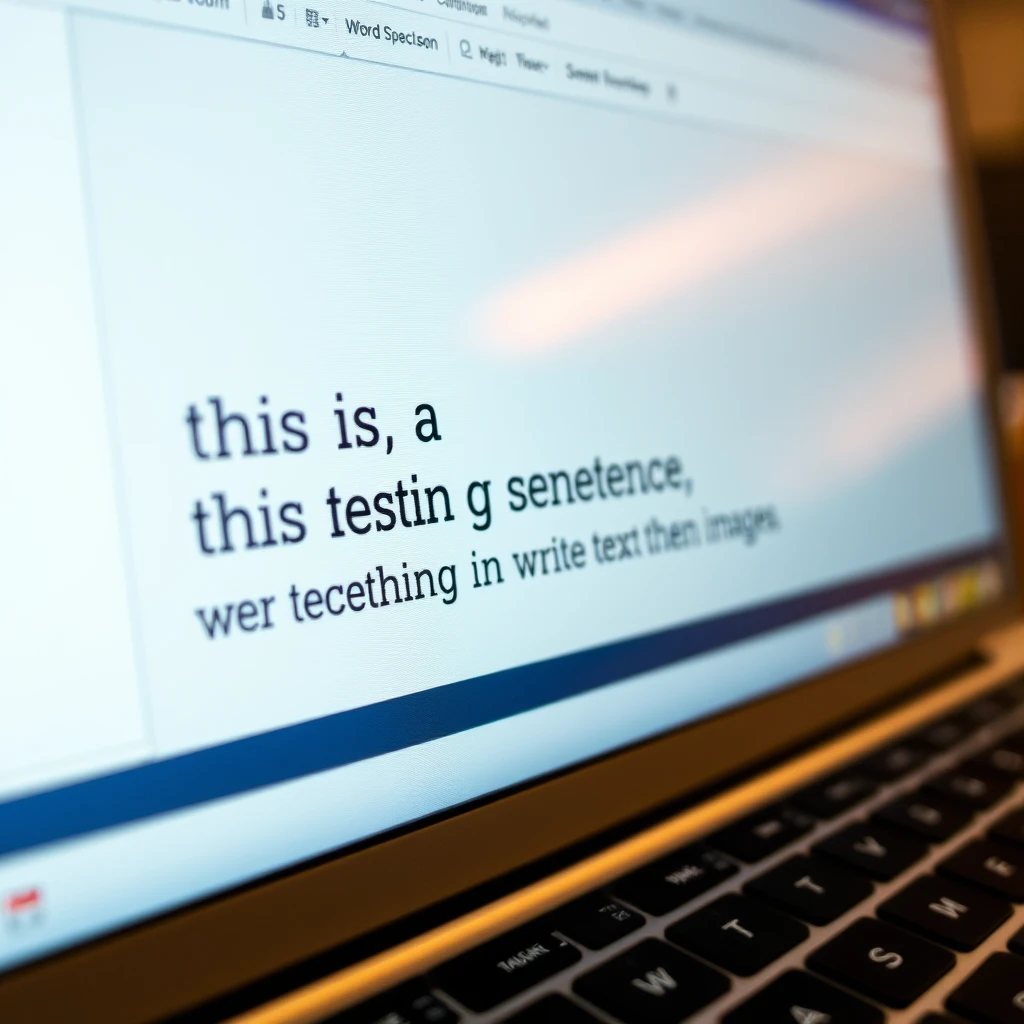 A laptop screen macro photo of text in a word processor that says “this is a sentence, it’s testing FLUX.1’s ability to write text within images.” The font should be Times New Roman and fit with the theme of the computer screen image.