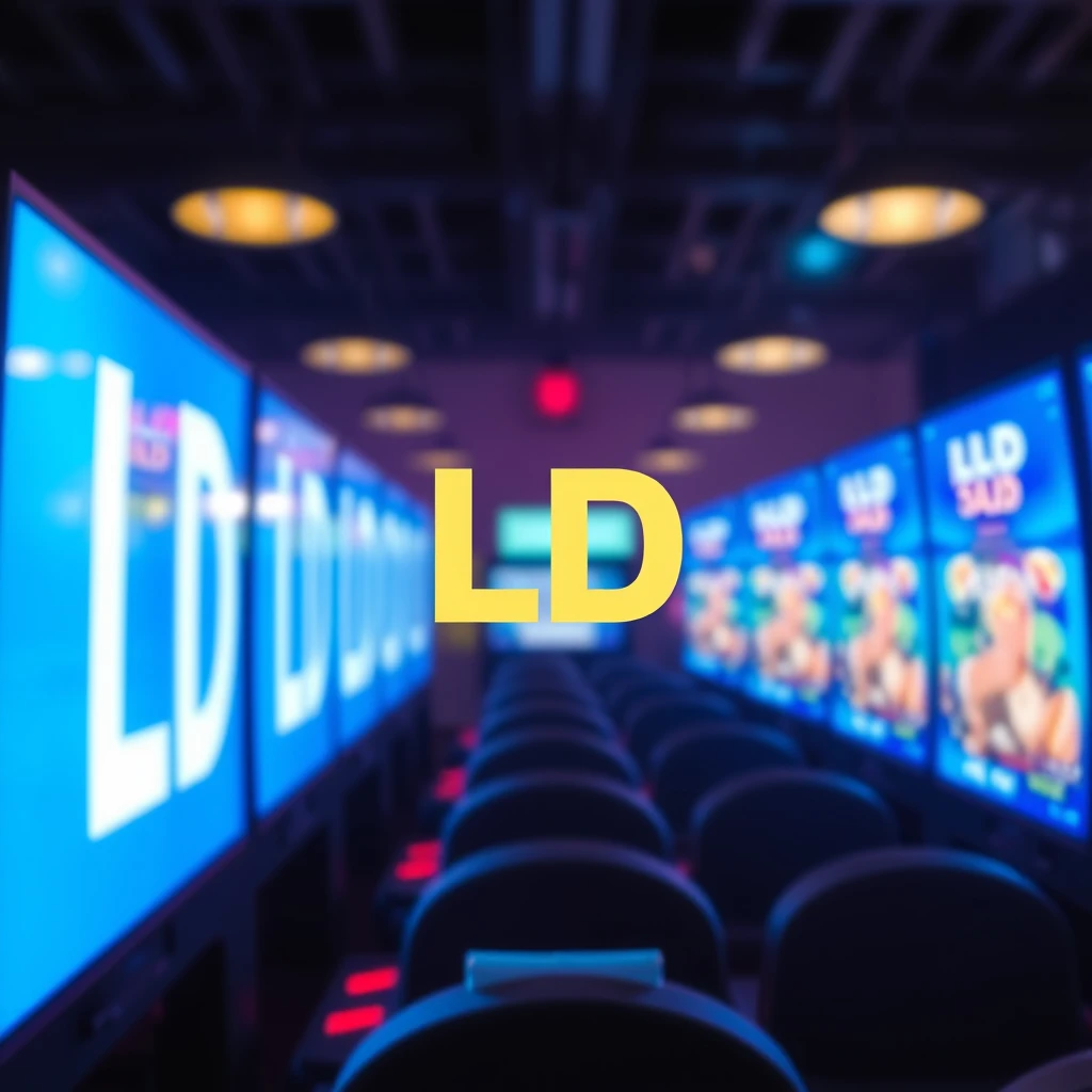 "LD" blue logo and playing a game