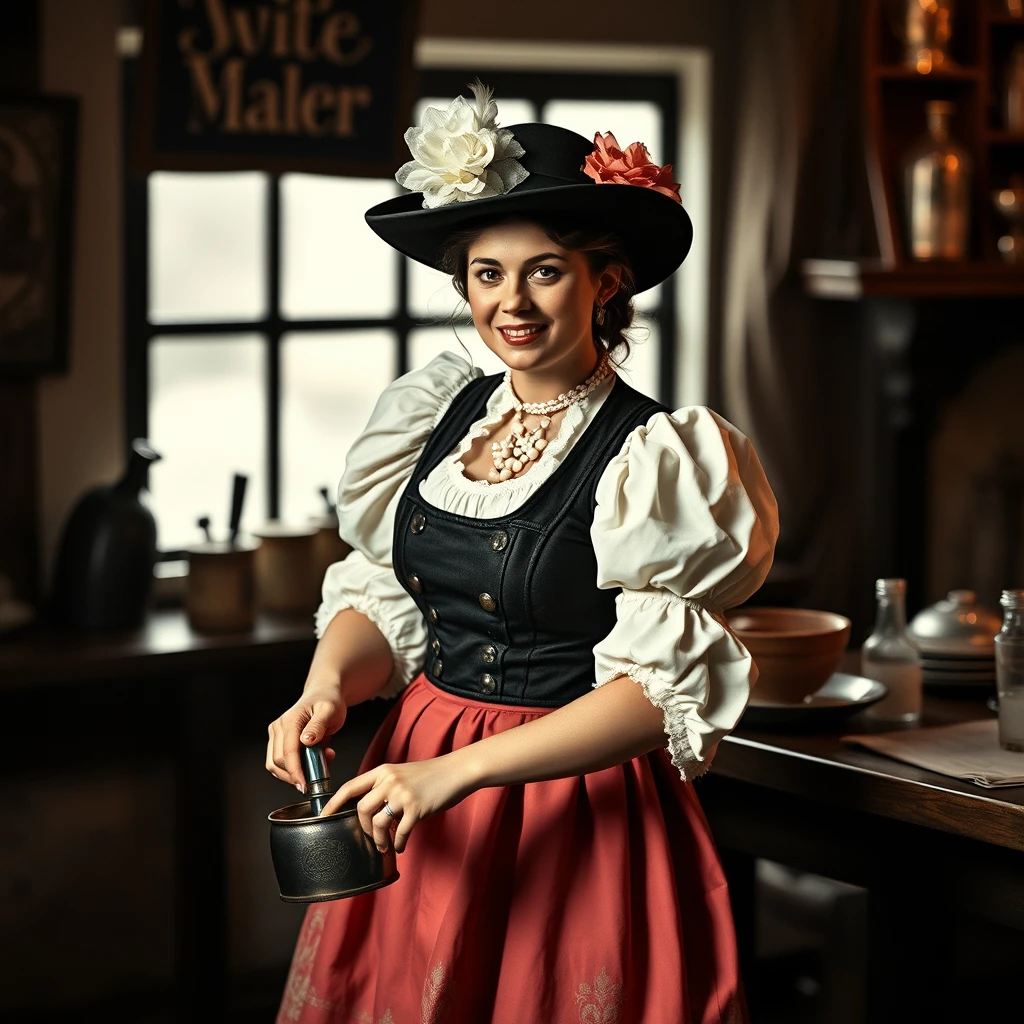 1800's tavern wench serving at Macies