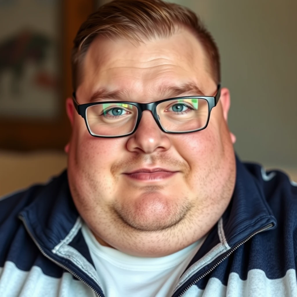 portrait of a handsome fat Caucasian guy - Image