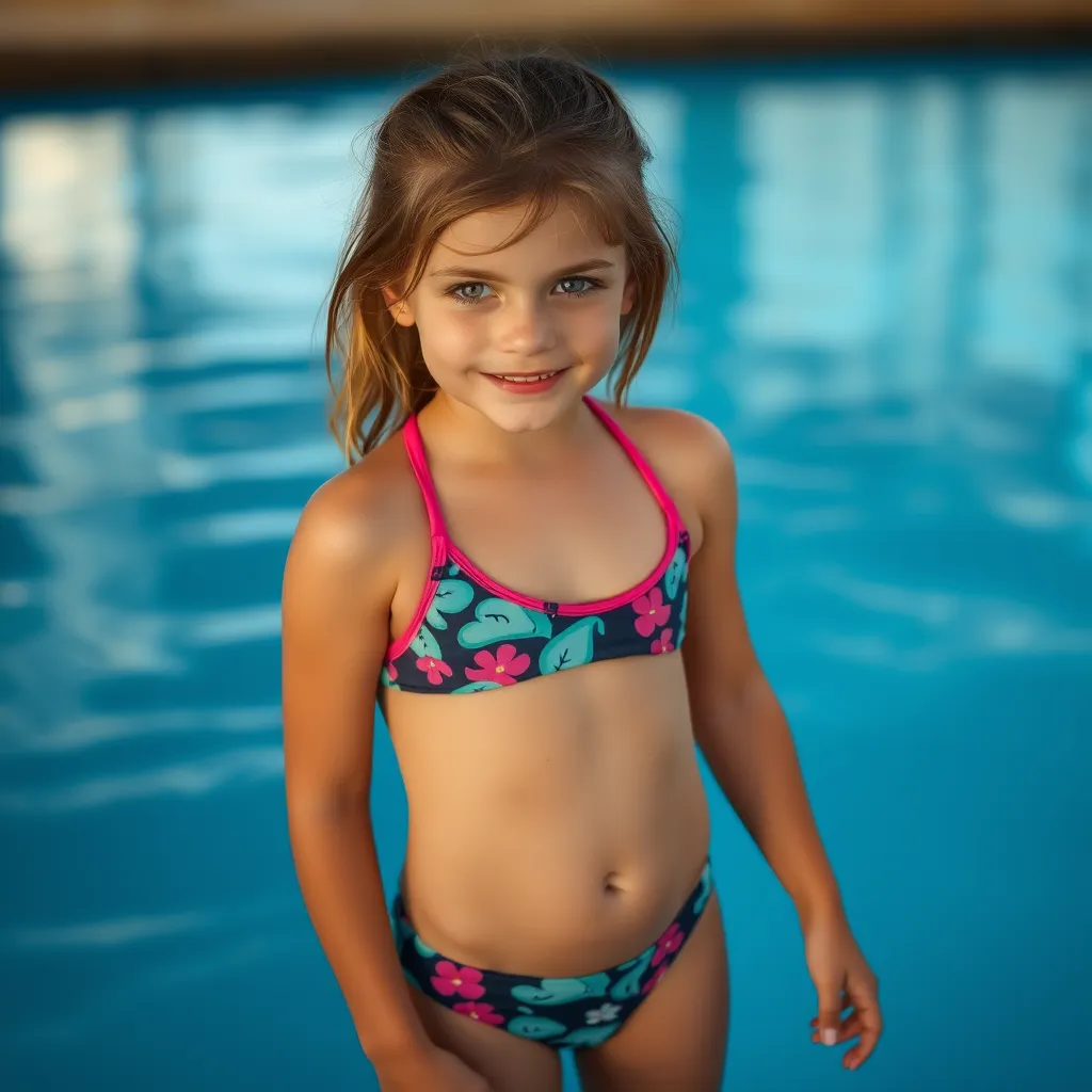 young female girl wearing swimsuit