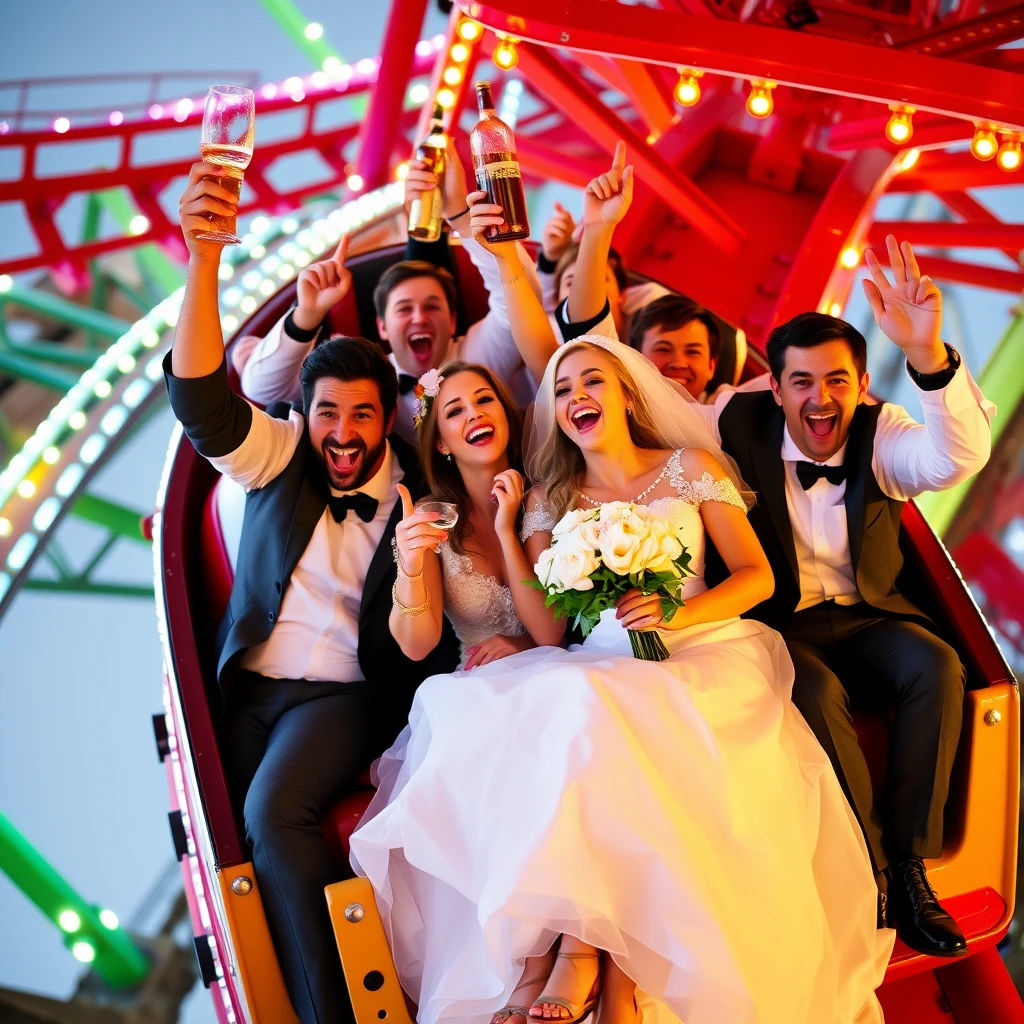 Drunken Bridal party on roller coaster - Image