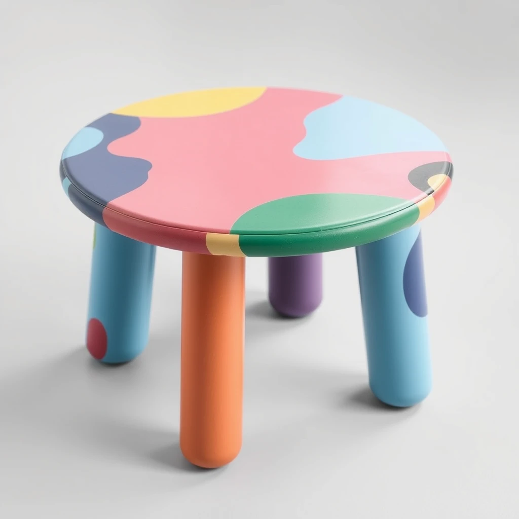 a playful and soft padded multicolor table, small table, multicolor table