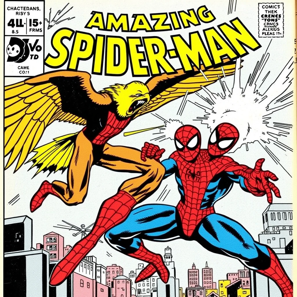 Front of a Spider-Man comic from 1965 vs. Hawkman - Image