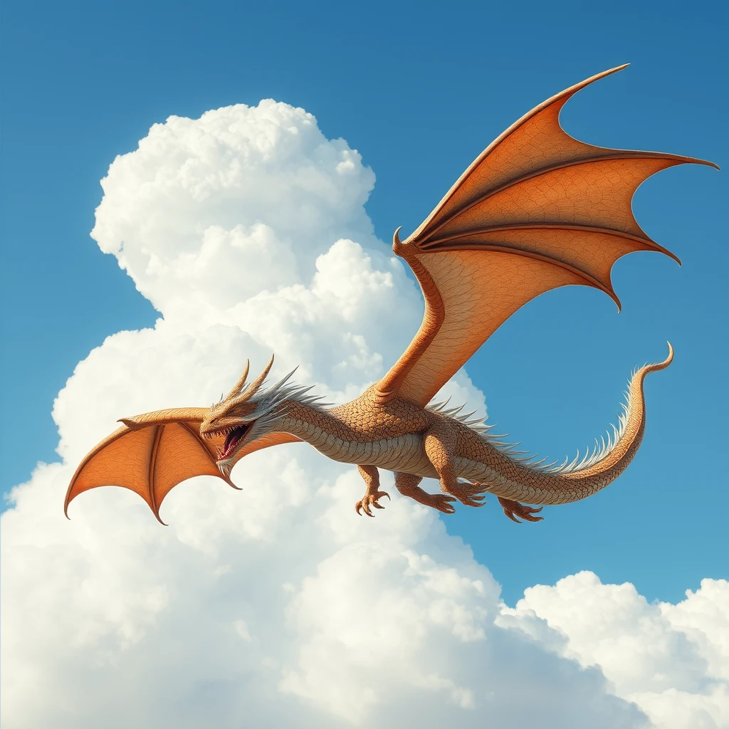 Dragon in the blue sky, white cloud