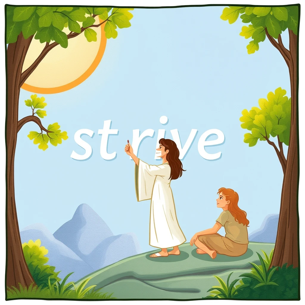 According to the word "strive", used for teaching, using the style of illustration.
 - Image