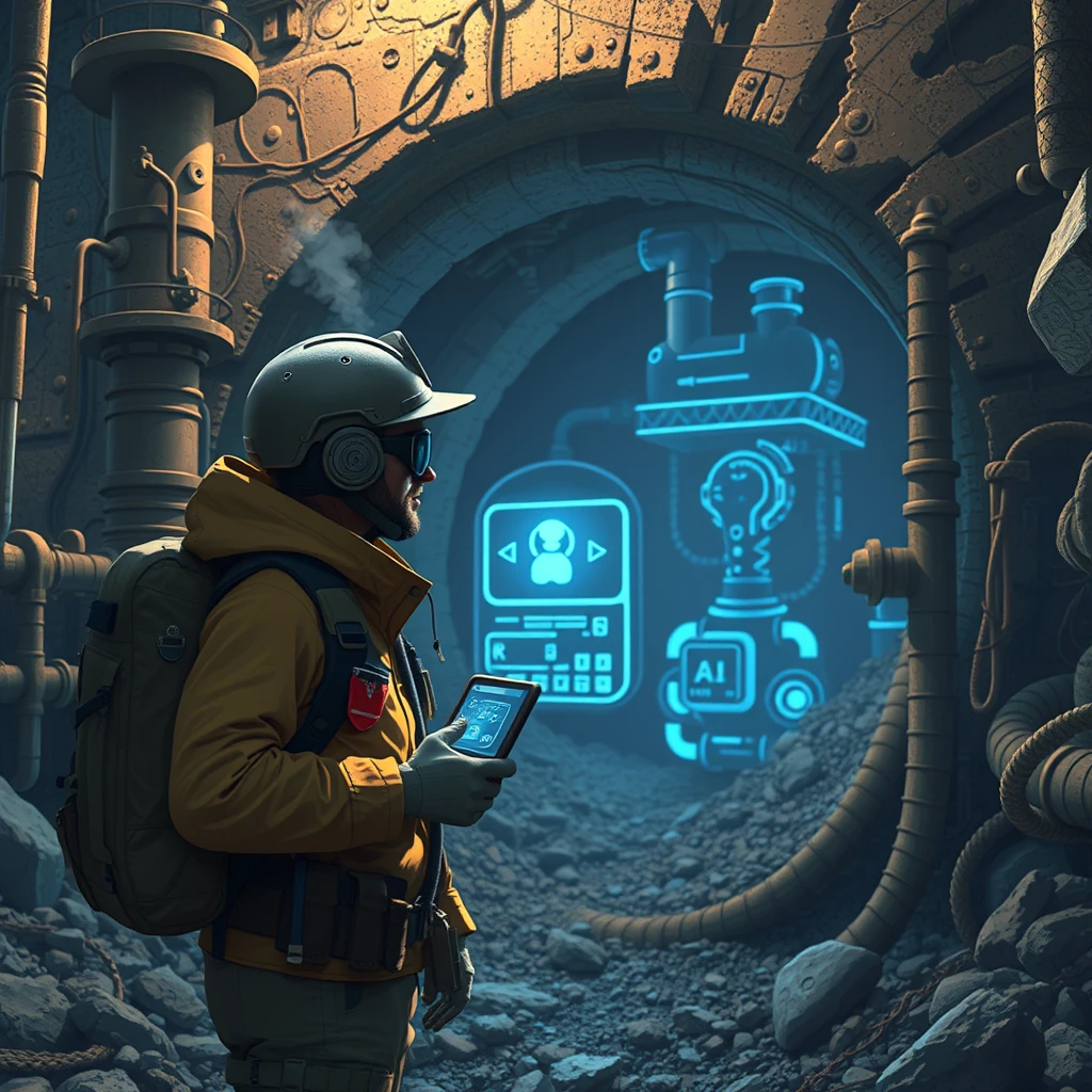 An intrepid explorer discovering an AI chatbot hidden in an oil refinery.