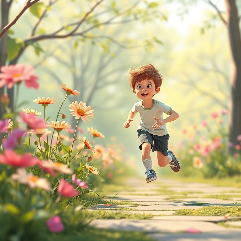 Youth, flowers, running, animation - Image