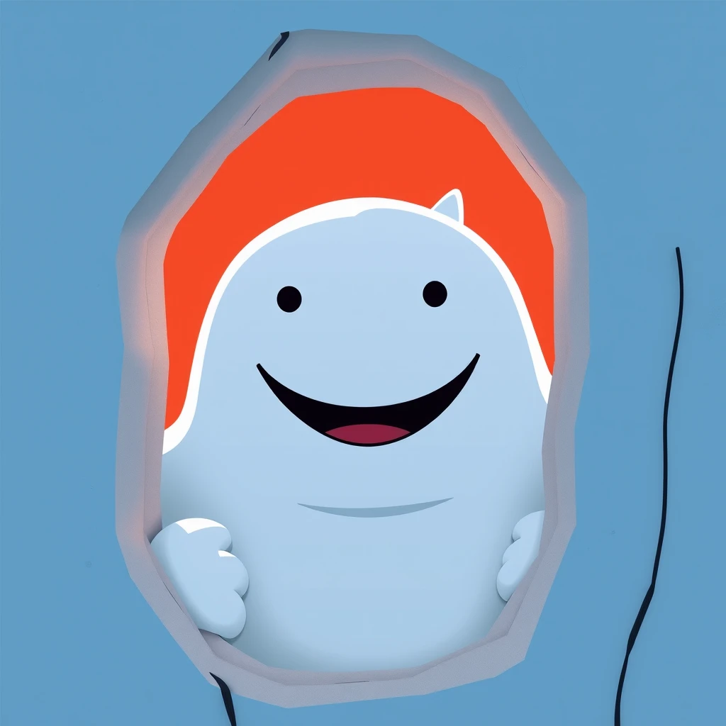 "Baymax peeking out with a happy face."