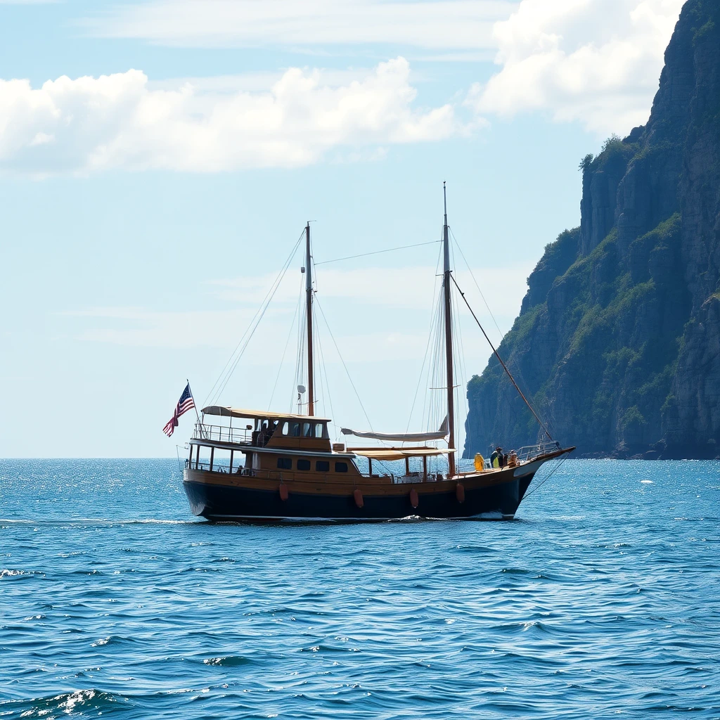 a ship on a sea - Image