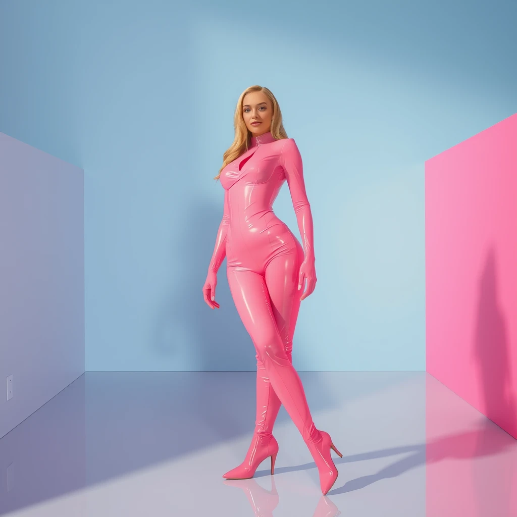 a queen in pink latex suit - Image