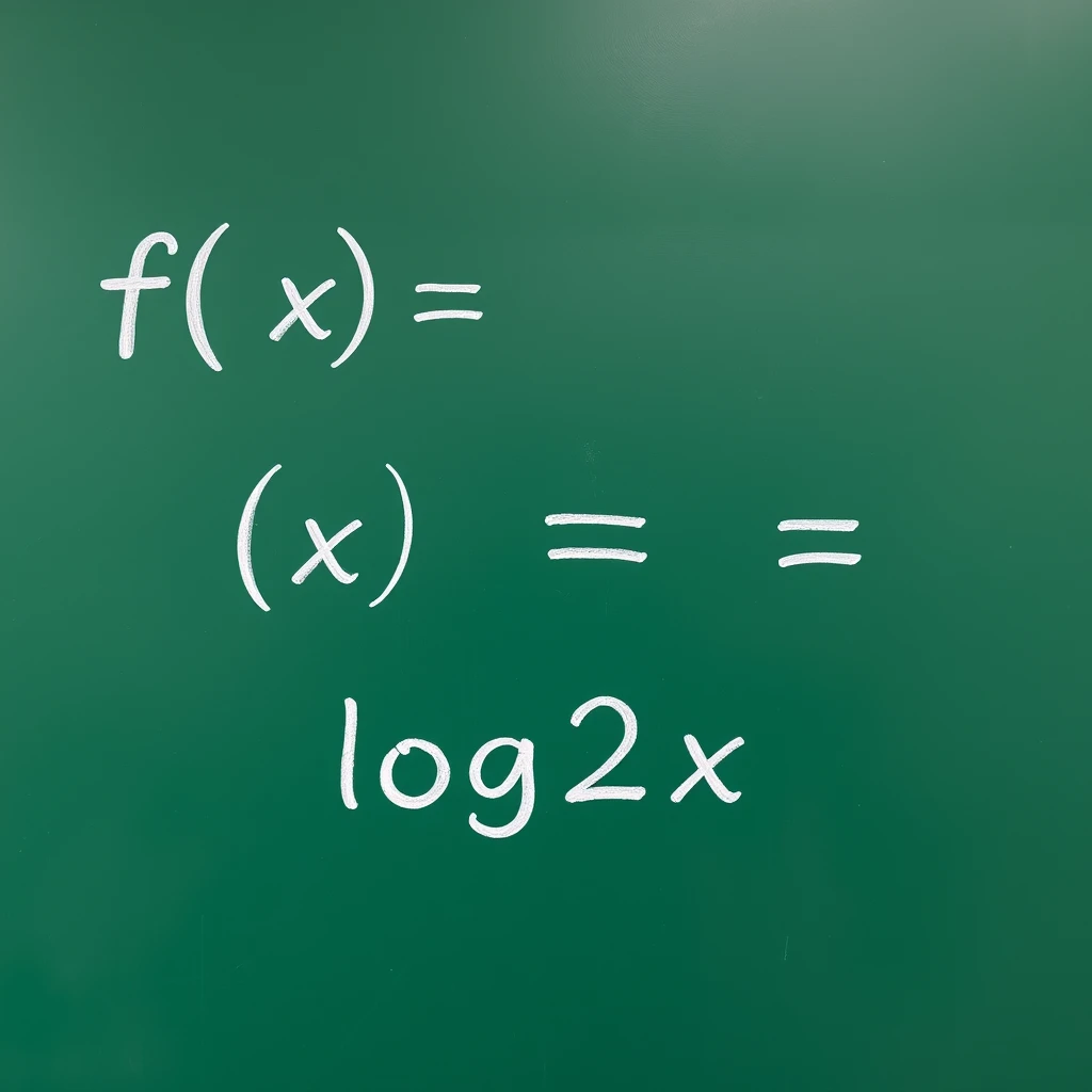 "text 'f(x) = ln(x)log2x' on the blackboard"