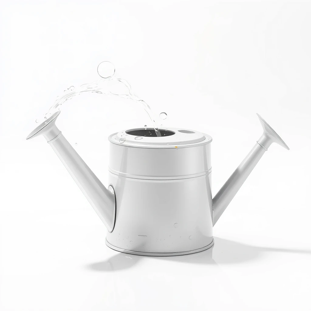 Transparent background, white watering can, iron art. - Image