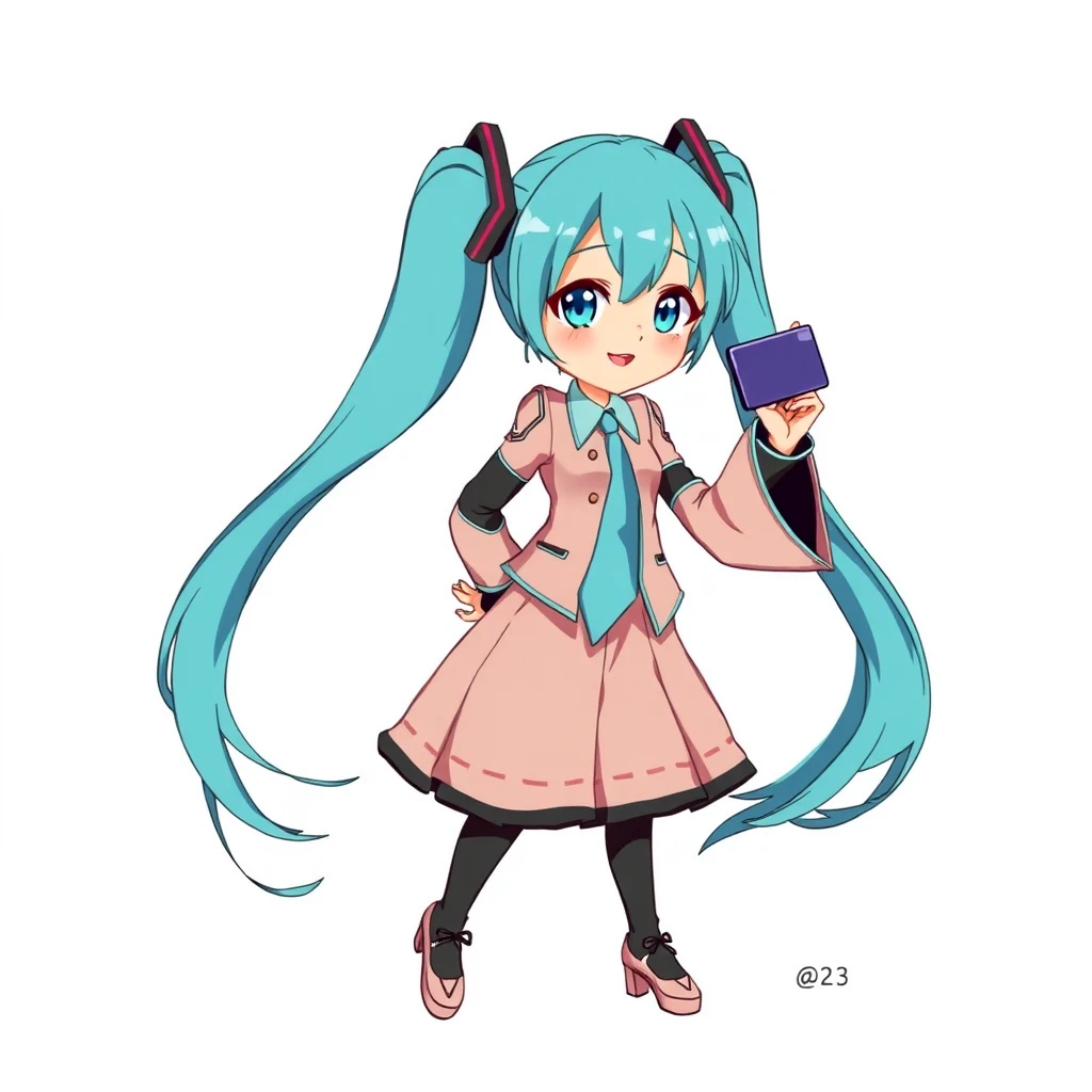 Full body anime drawing of Hatsune Miku wearing Oprah Winfrey.