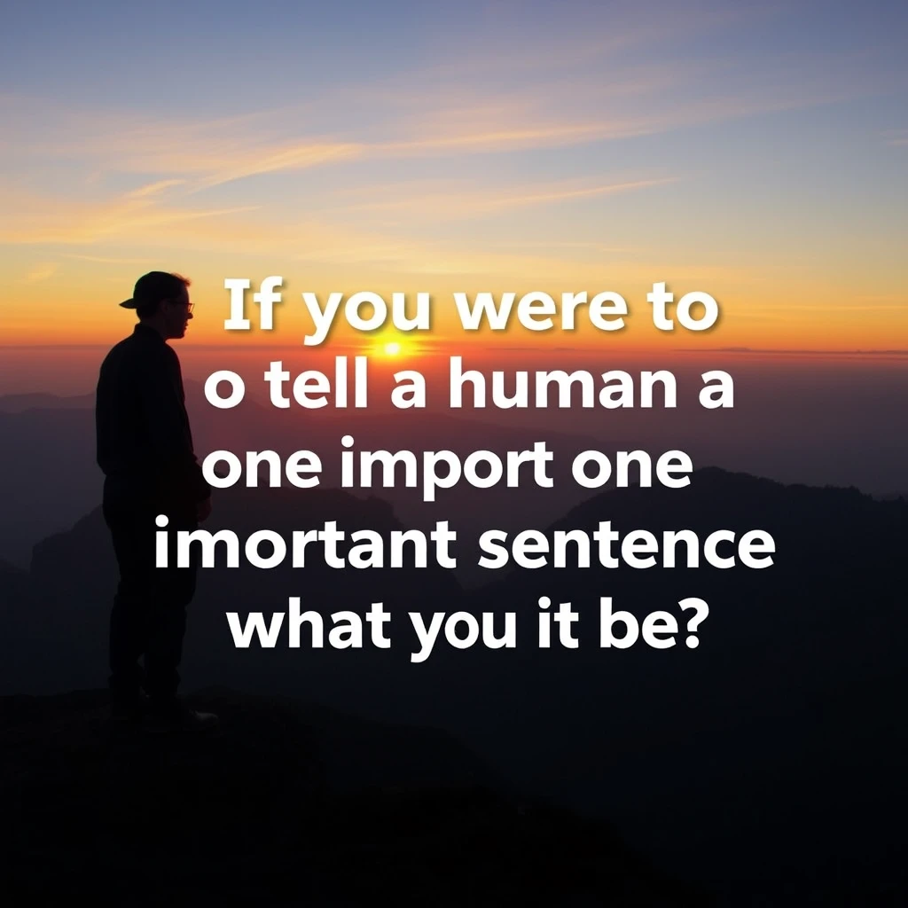 If you were to tell a human one important sentence, what would it be?