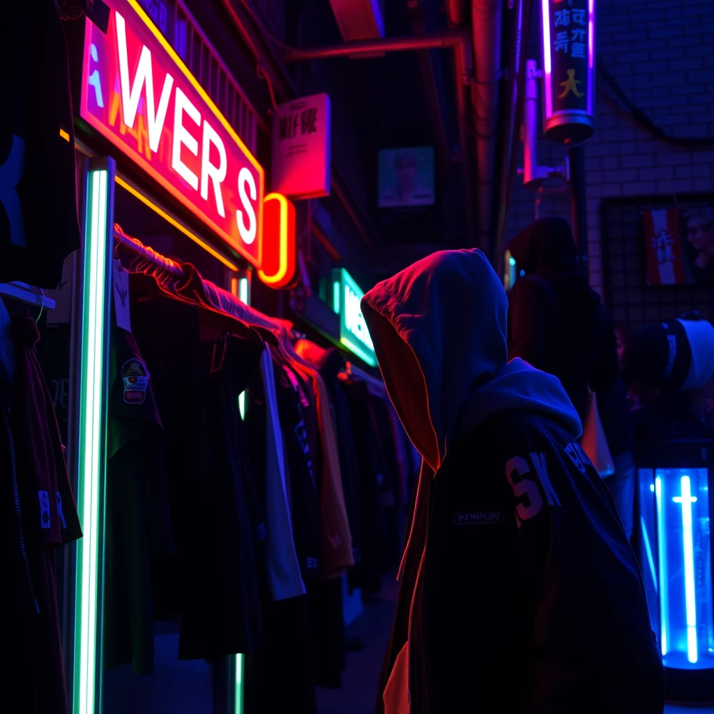 wear shop, cyberpunk, nobody, light, bright - Image