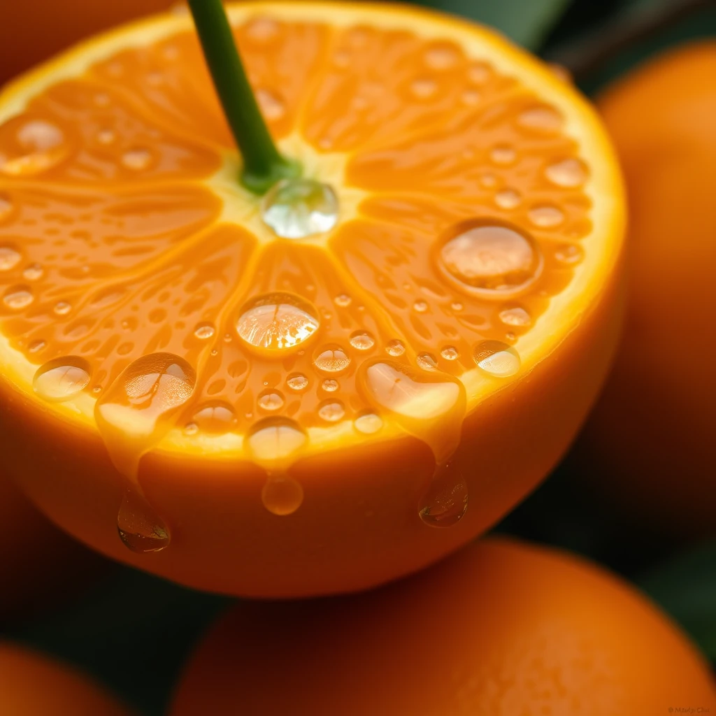 Orange with water drops