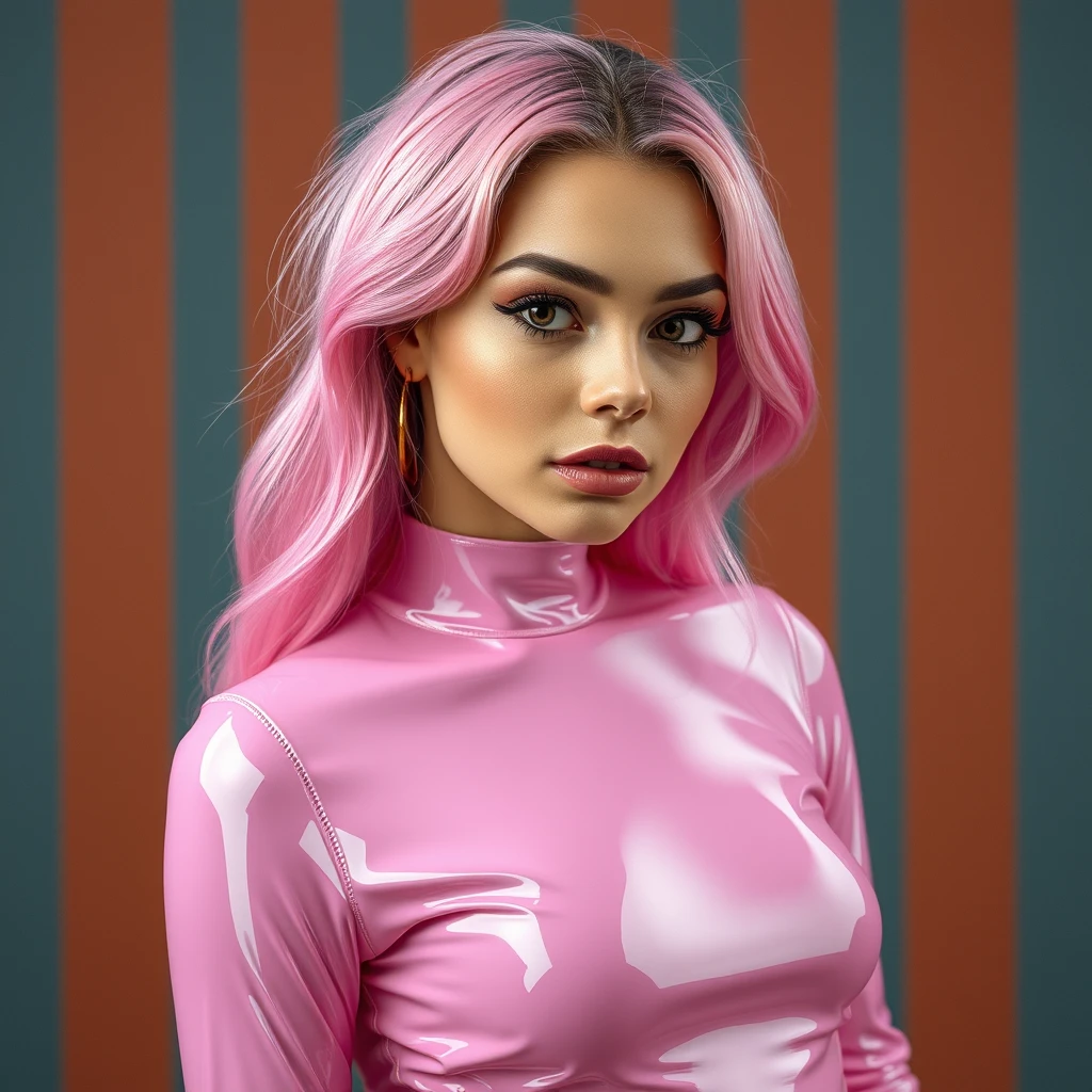 a girl in pink latex