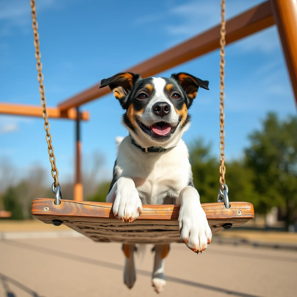 Dog on a swing