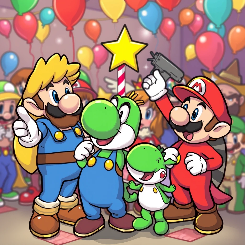 "Nintendo characters are having a party." - Image