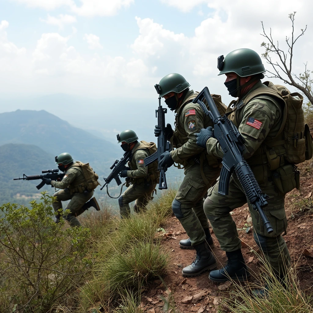 Mexican army in a shootout with Las Zetas cartel on a mountain.