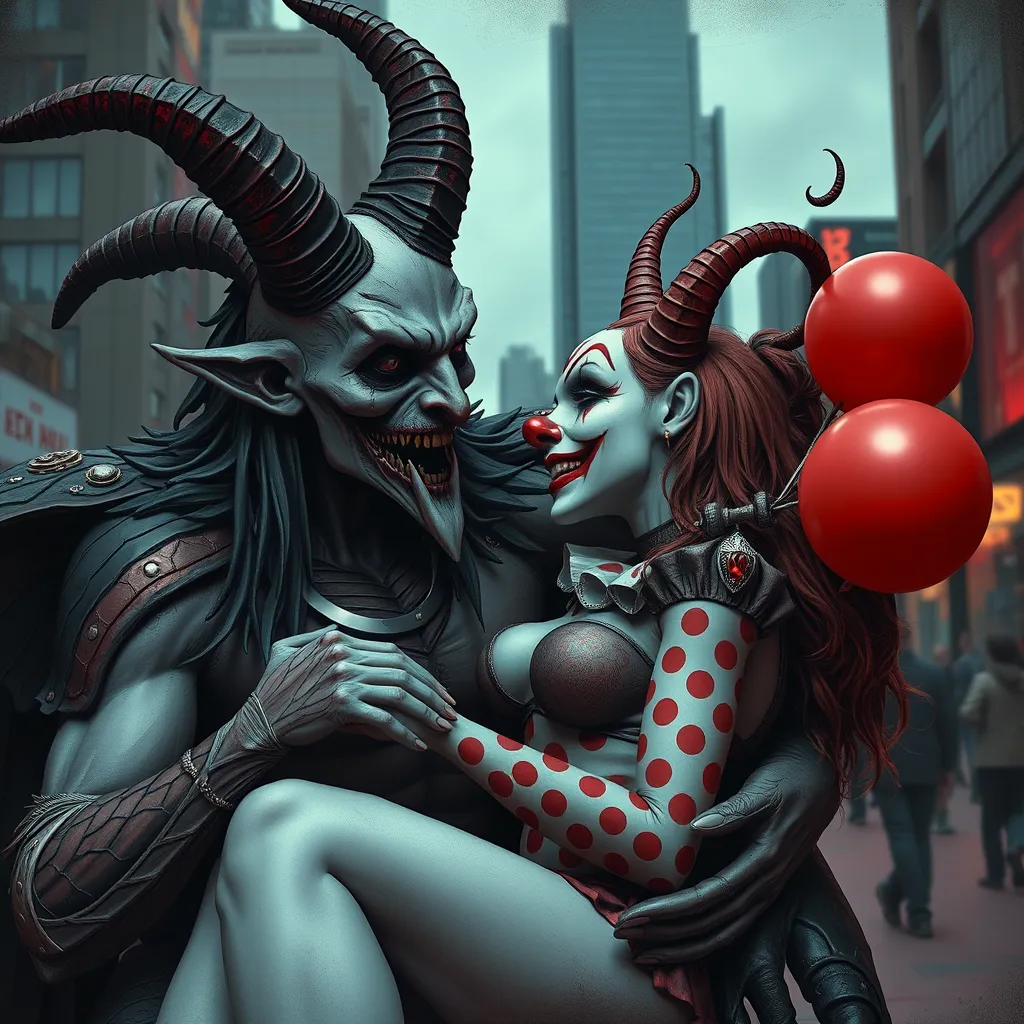 Urban Baphomet having sex with a clown girl.