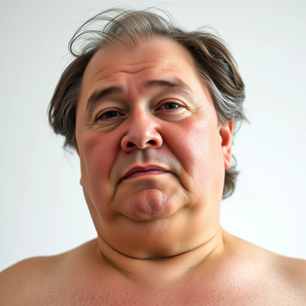 "A portrait of a middle-aged person with a fatty body."