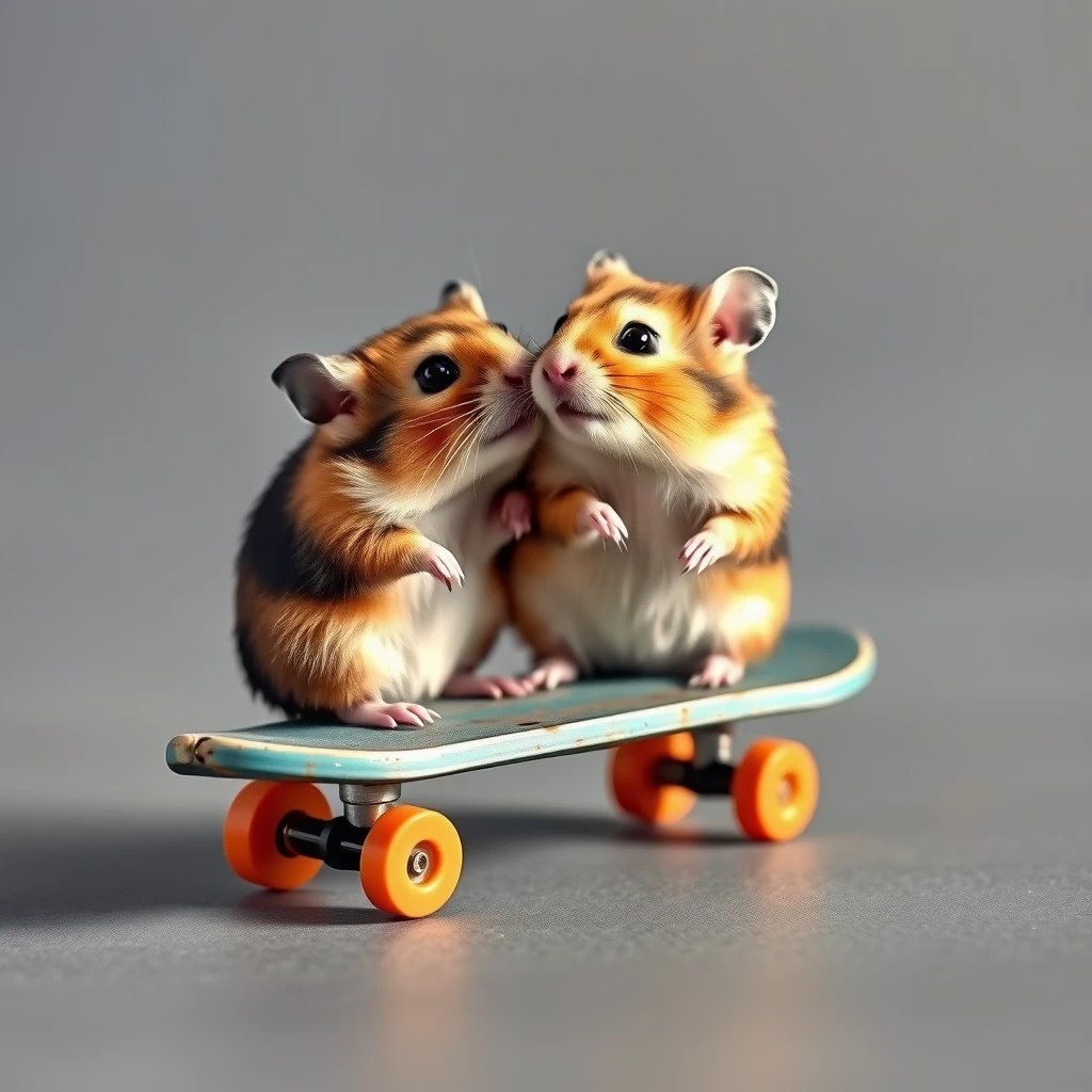 Hamsters riding skateboards